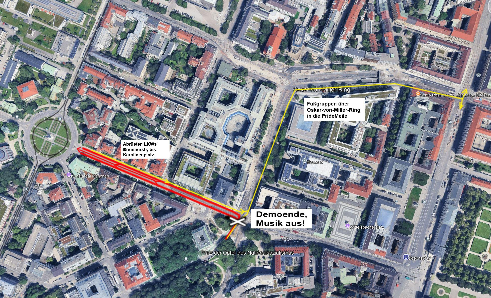 screenshot von google maps der das ende der demoroute zeigt